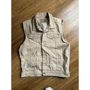 Seventy 7even Denim Vest Men Large Tan Button Up